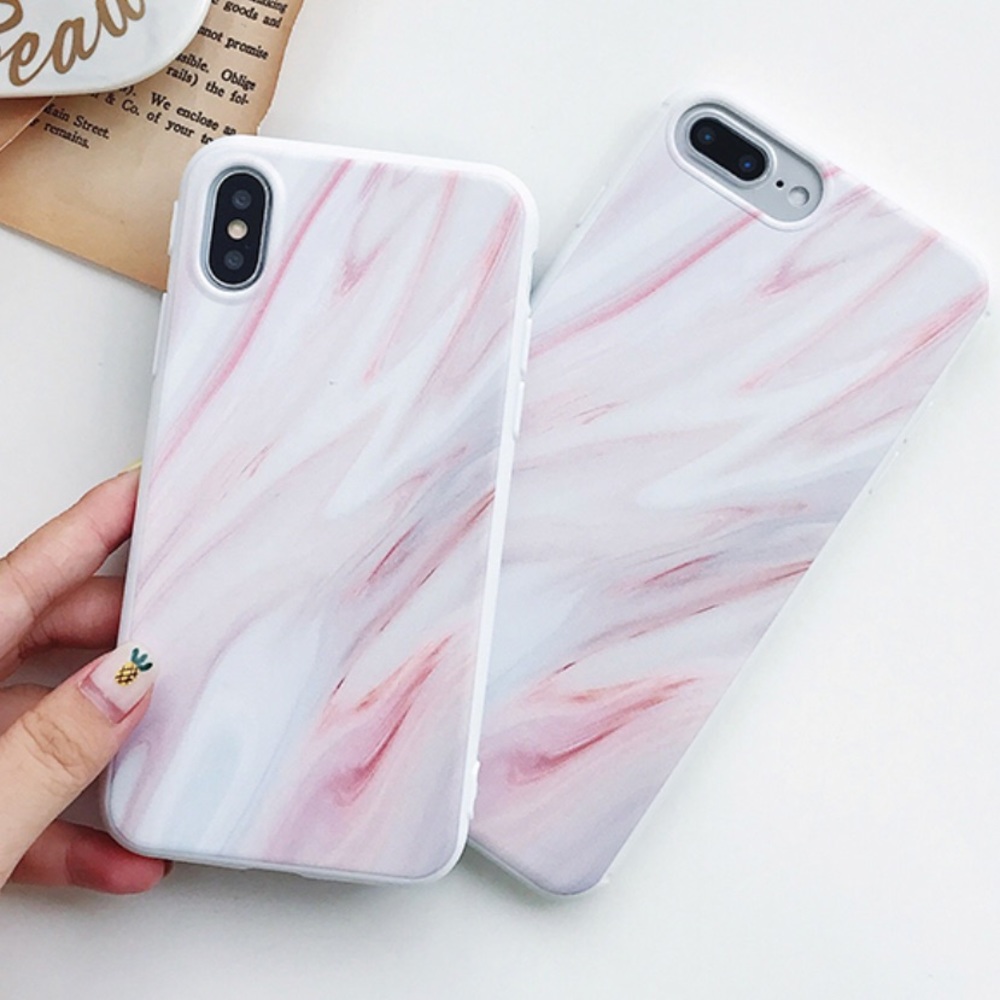 NEW iPhone 7+/8+/7/8 Pink Soft Marble Case - Picture 1 of 2